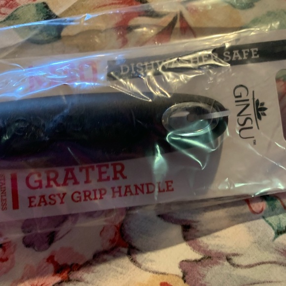 Silver Stainless Steel Cheese Grater with Black Ergonomic Handle - Picture 4 of 5